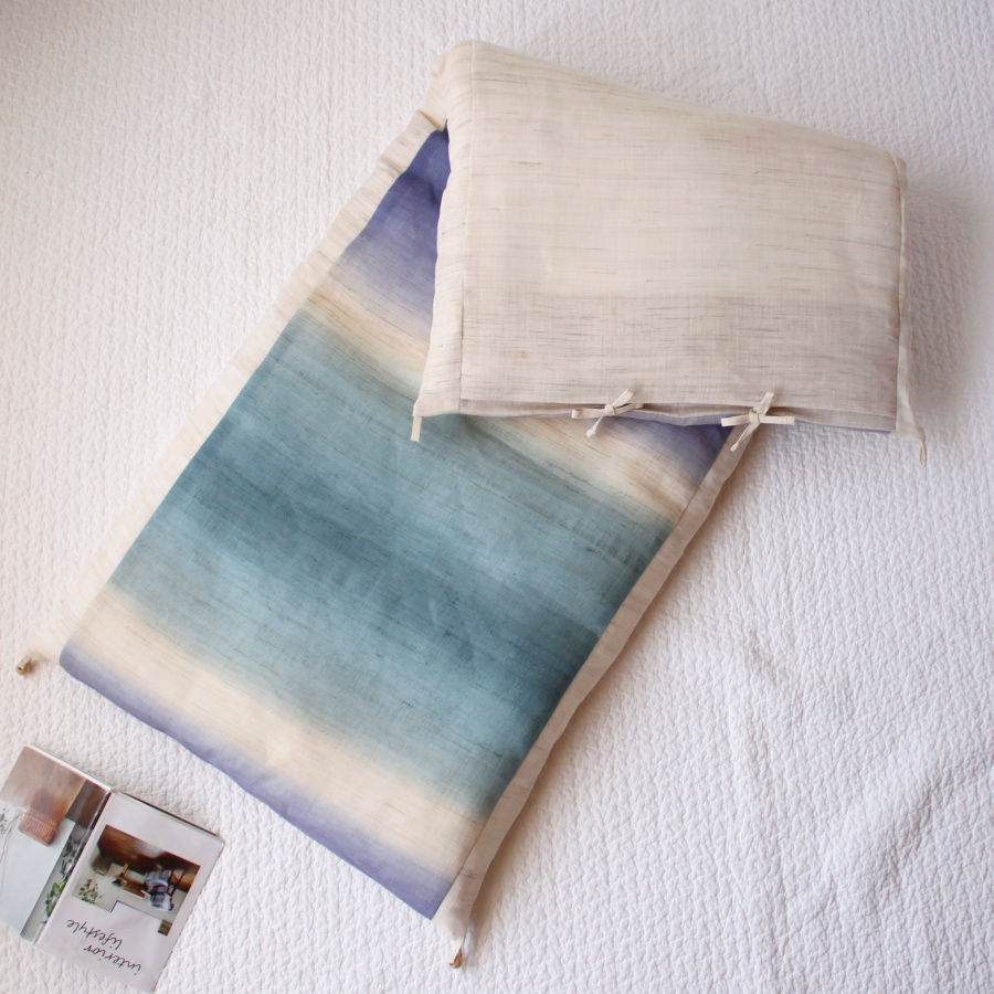 <洛中高岡屋>本麻 引き染め カバータイプごろ寝敷きふとん 普通サイズ 青磁