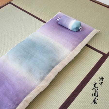 ＜洛中高岡屋＞たわら枕付き 本麻 引き染め カバータイプごろ寝敷きふとん 普通サイズ 青磁