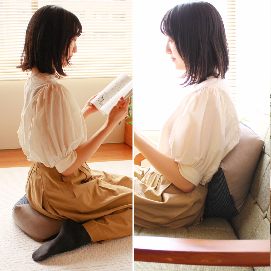 ＜洛中高岡屋＞おじゃみ座布団 縞藍＆亜麻色