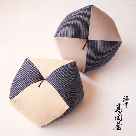 ＜洛中高岡屋＞おじゃみ座布団 縞藍 ２個セット
