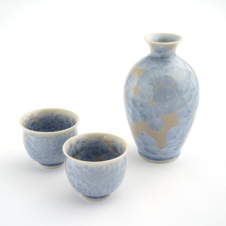 ＜陶あん＞花結晶　お預け酒器（銀藤）