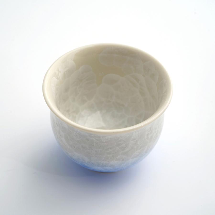 ＜陶あん＞花結晶　お預け酒器（白地青）
