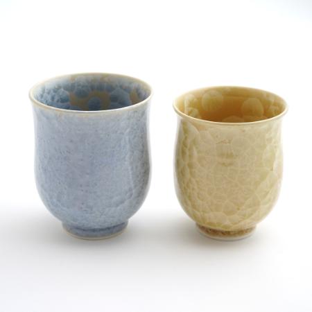 ＜陶あん＞花結晶　組湯呑（銀花・金花）