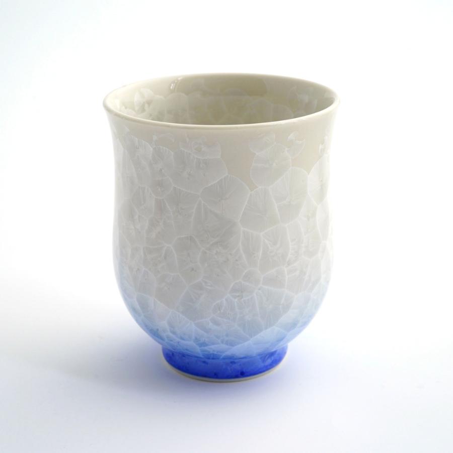＜陶あん＞花結晶　組湯呑（白地青赤）