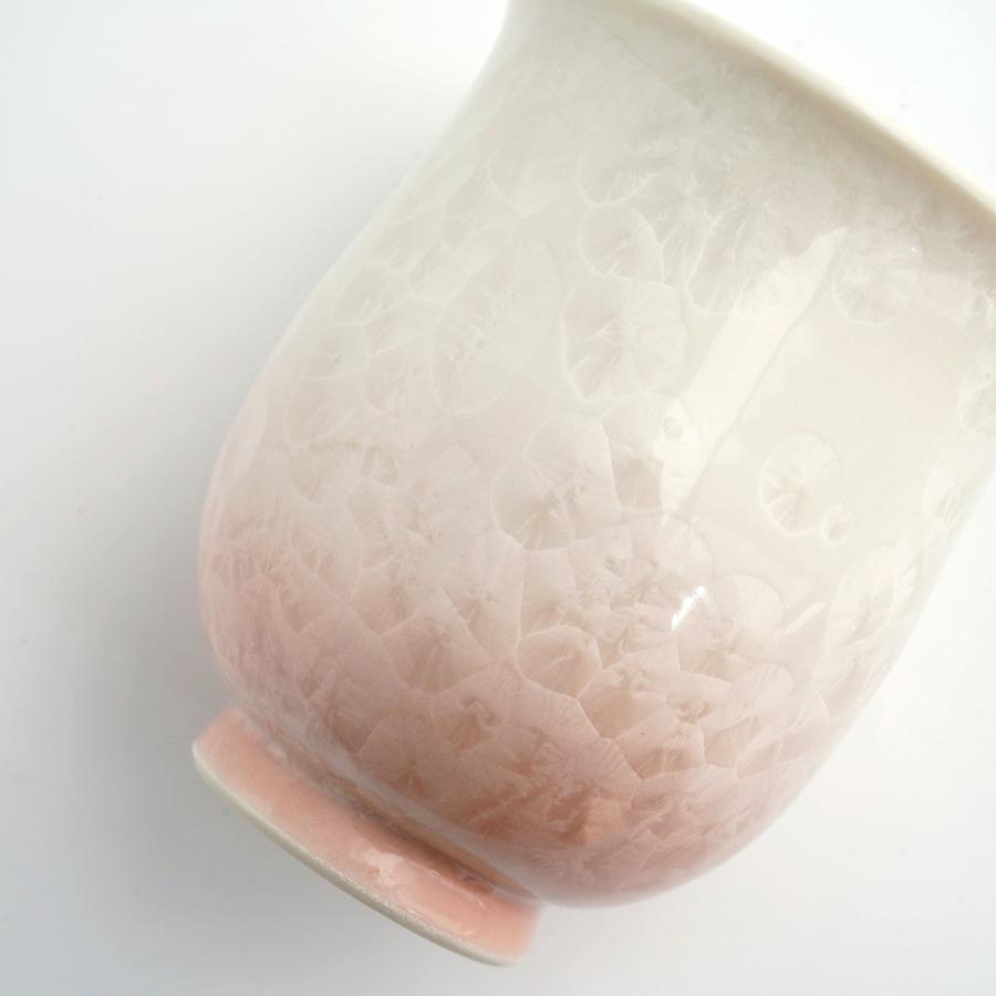 ＜陶あん＞花結晶　湯呑（白地赤）