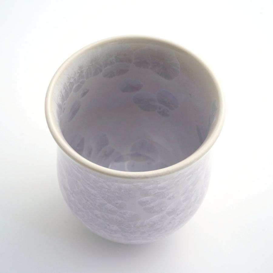 ＜陶あん＞花結晶　湯呑（紫）