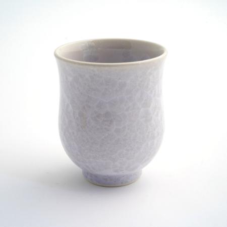 ＜陶あん＞花結晶　湯呑（紫）