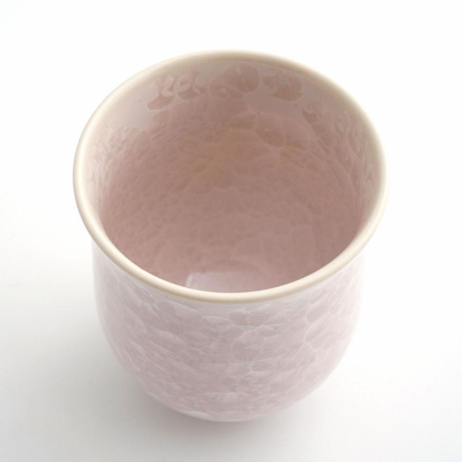 ＜陶あん＞花結晶　湯呑（ピンク）