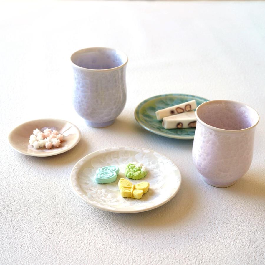 ＜陶あん＞花結晶　湯呑（ピンク）