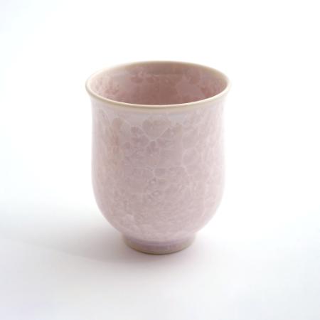 ＜陶あん＞花結晶　湯呑（ピンク）