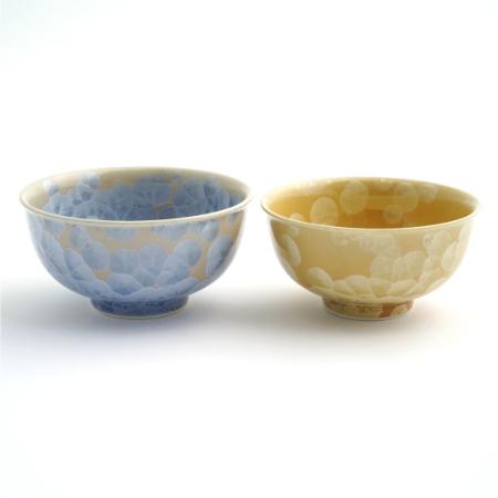 ＜陶あん＞花結晶　組茶碗（銀花・金花）