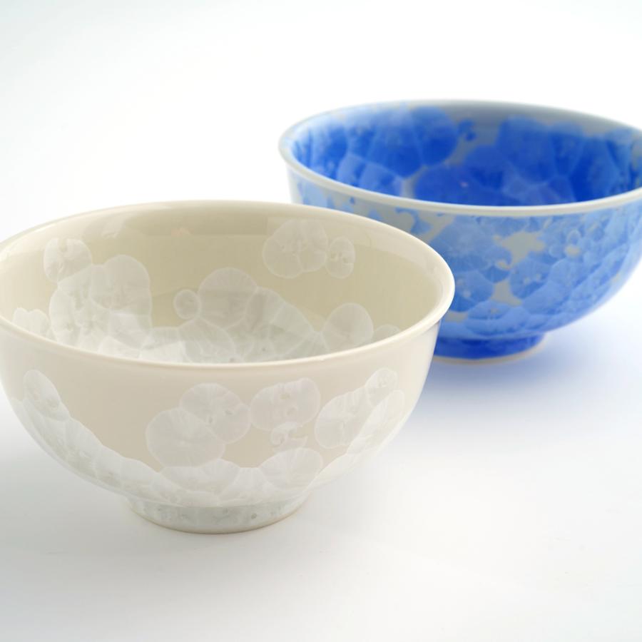 ＜陶あん＞花結晶　組茶碗（青・白）