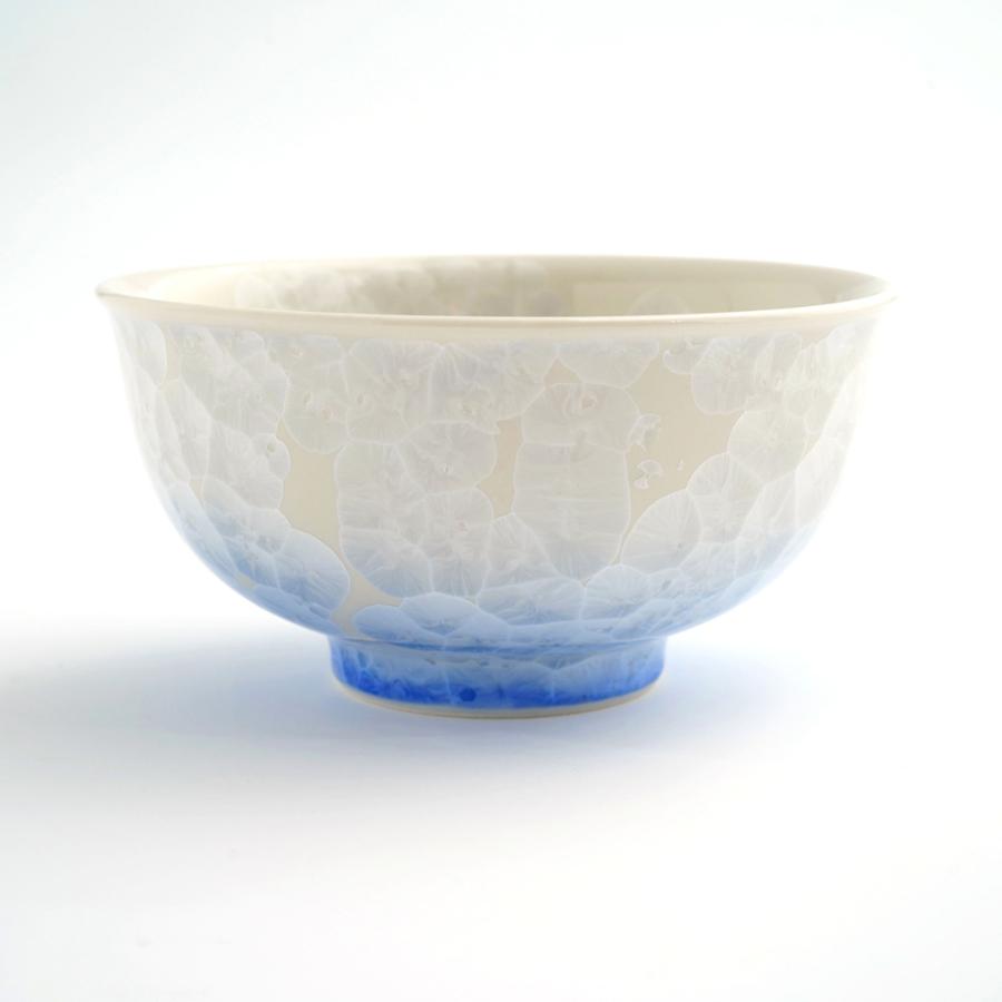 ＜陶あん＞花結晶　茶碗（白地青）
