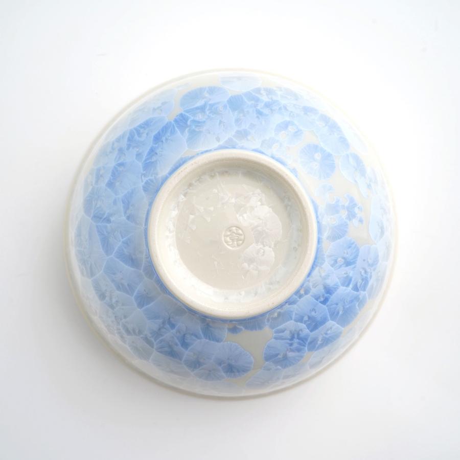 ＜陶あん＞花結晶　茶碗（白地青）