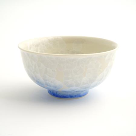 ＜陶あん＞花結晶　茶碗（白地青）
