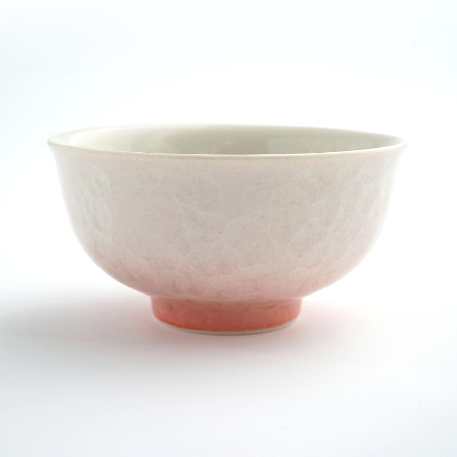 ＜陶あん＞花結晶　茶碗（白地赤）