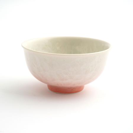 ＜陶あん＞花結晶　茶碗（白地赤）