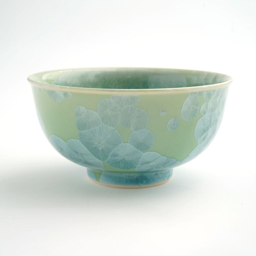 ＜陶あん＞花結晶　茶碗（緑）