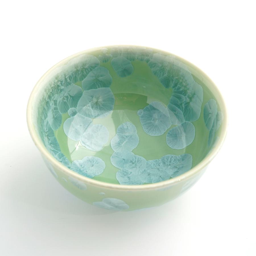 ＜陶あん＞花結晶　茶碗（緑）