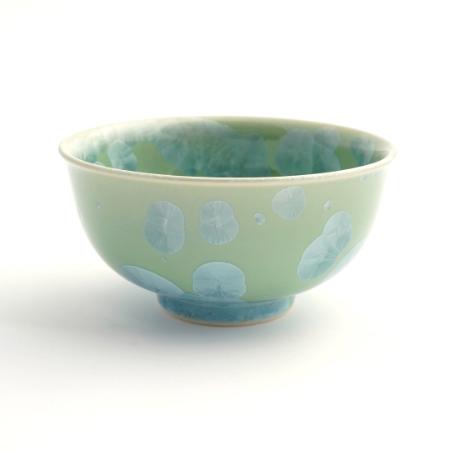 ＜陶あん＞花結晶　茶碗（緑）