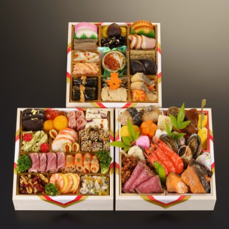 ＜京料理濱登久＞おせち和洋三段重(冷蔵/4～5人前)【12月31日お届け】