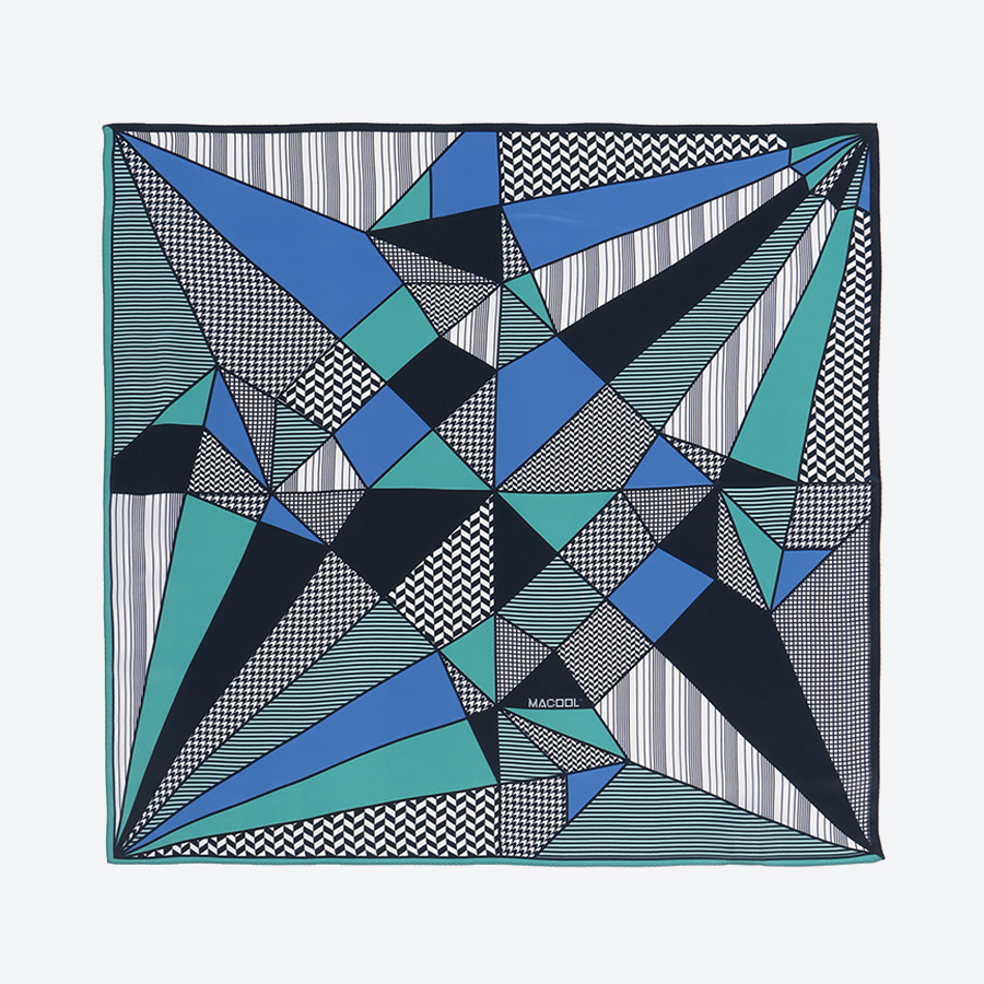 ＜MACOOL＞シルクスカーフTSURU Wblue65