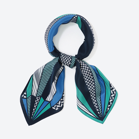 ＜MACOOL＞シルクスカーフTSURU Wblue65