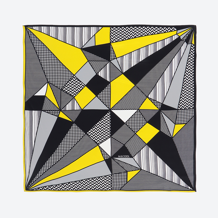 ＜MACOOL＞シルクスカーフTSURU yellow65