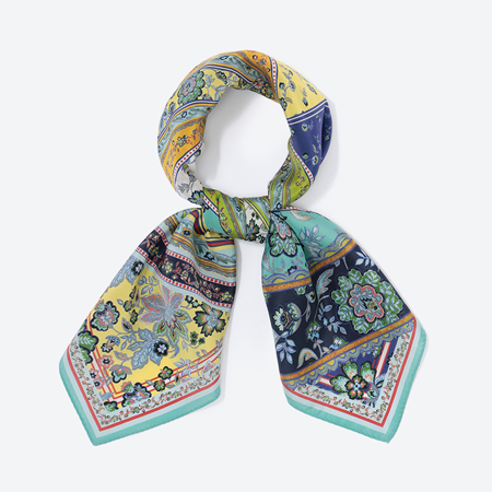 ＜MACOOL＞シルクスカーフIVY blue65