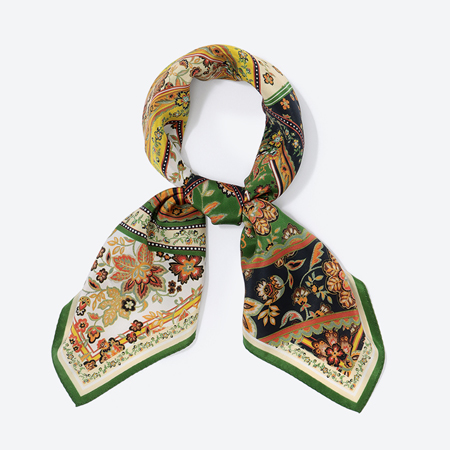 ＜MACOOL＞シルクスカーフIVY green65