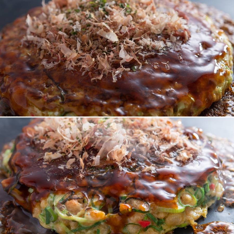 【簡単電子レンジ】＜京都 川端二条 夢屋＞”ふわふわ”「お好み焼き」＆九条ねぎ”ふわふわ”「お好み焼き」計5枚