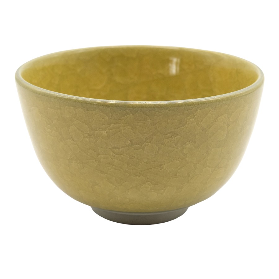 ＜陶仙窯＞抹茶碗 亀甲貫入釉 萌黄