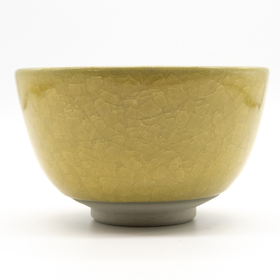 ＜陶仙窯＞抹茶碗 亀甲貫入釉 萌黄