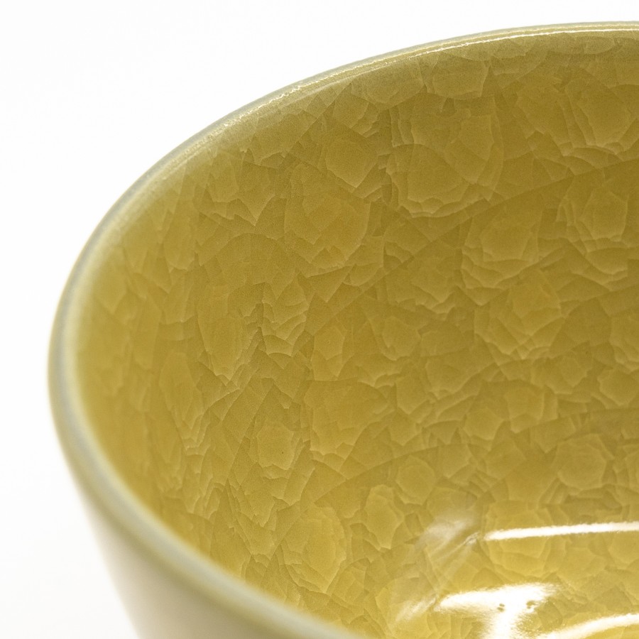 ＜陶仙窯＞抹茶碗 亀甲貫入釉 萌黄