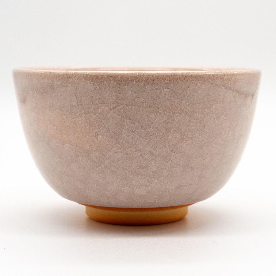 ＜陶仙窯＞抹茶碗 亀甲貫入釉 桜霞