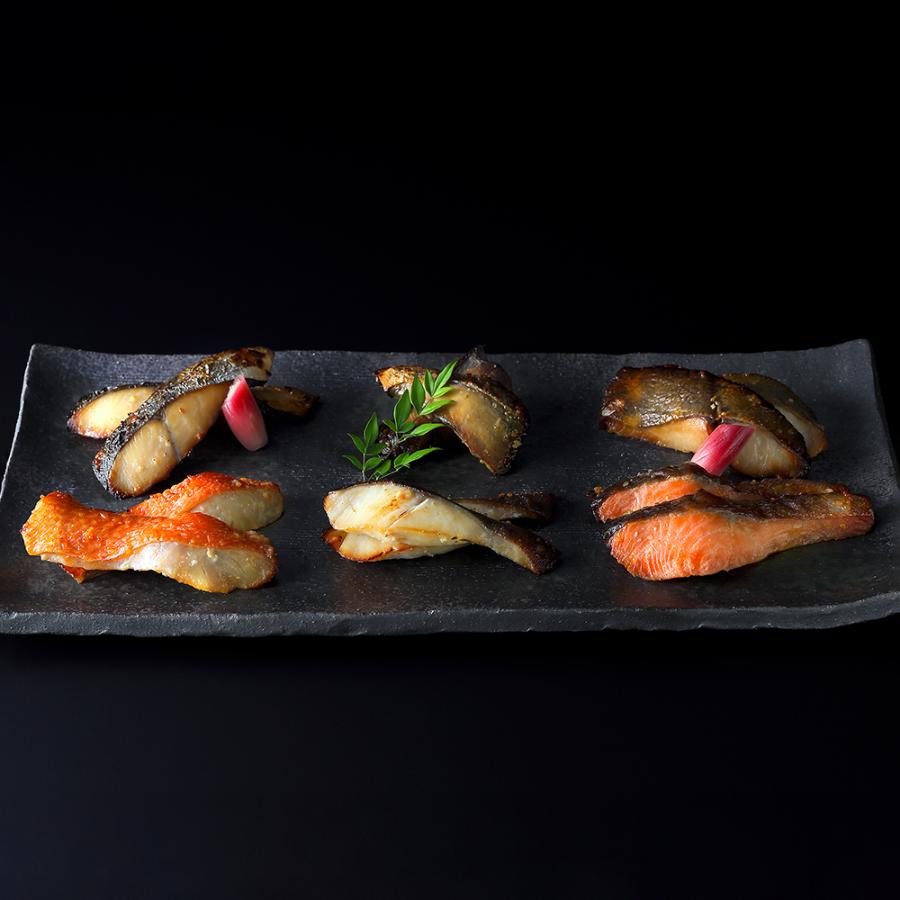 ＜下鴨茶寮＞料亭の「西京焼き」６種(銀だら・ブリ・金目鯛・サワラ・銀鮭・銀ひらす)各２切（計１２切）