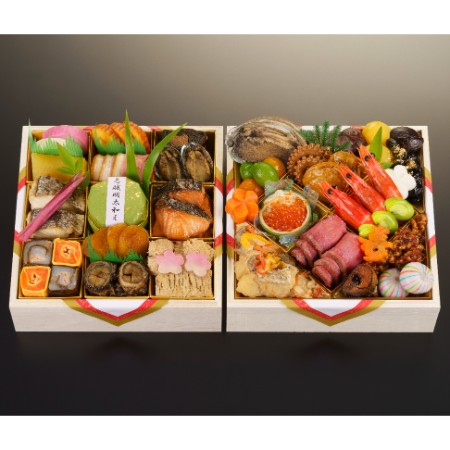 ＜京料理濱登久＞おせち二段重(冷蔵/3～4人前)【12月31日お届け】