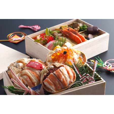 ＜小谷常＞まるごと松葉がに「ミニおせち」【伽羅沙】1～2人前【12月30日お届け】