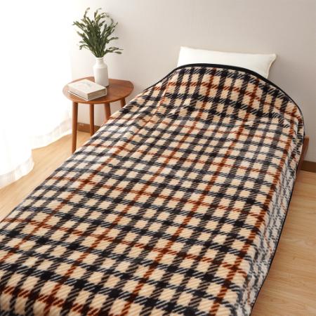 ＜DAKS/ダックス＞ハウスチェック　アクリルニューマイヤー毛布　ベージュ