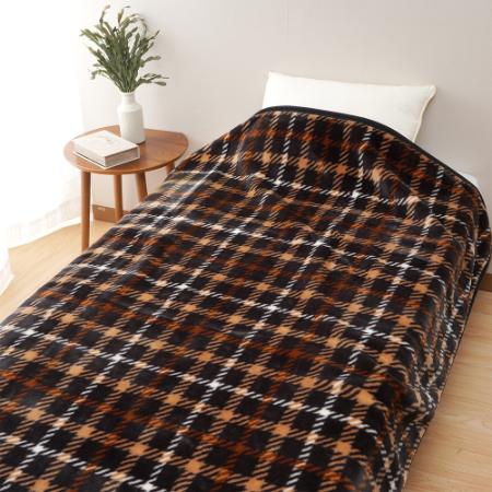 ＜DAKS/ダックス＞ハウスチェック　アクリルニューマイヤー毛布　ブラック