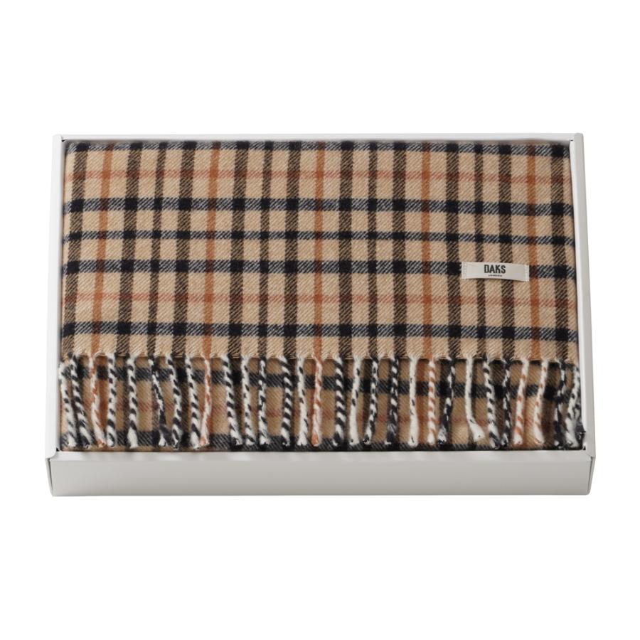 <DAKS/ダックス>ハウスチェック ウールひざ掛け(化粧箱入り)ベージュ