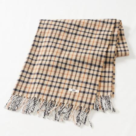 ＜DAKS/ダックス＞ハウスチェック　ウールひざ掛け（化粧箱入り）ベージュ