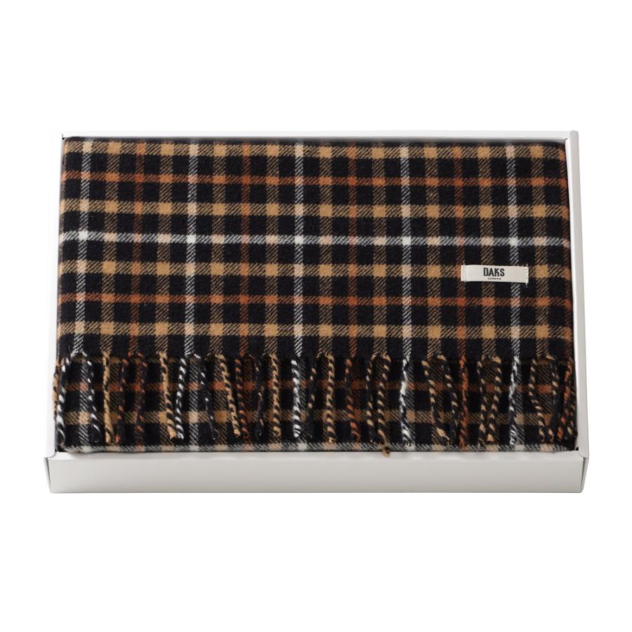 <DAKS/ダックス>ハウスチェック ウールひざ掛け(化粧箱入り)ブラック