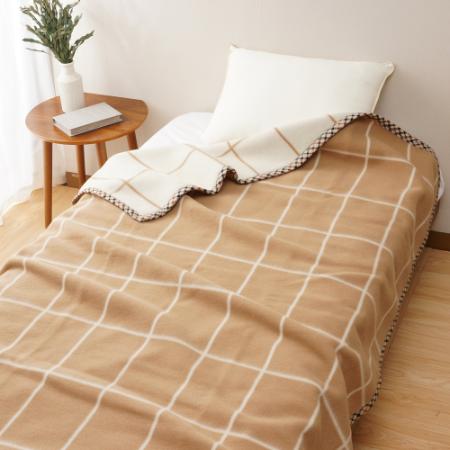 ＜DAKS/ダックス＞ハウスチェック　ウォシャブルウール毛布（毛羽部分）