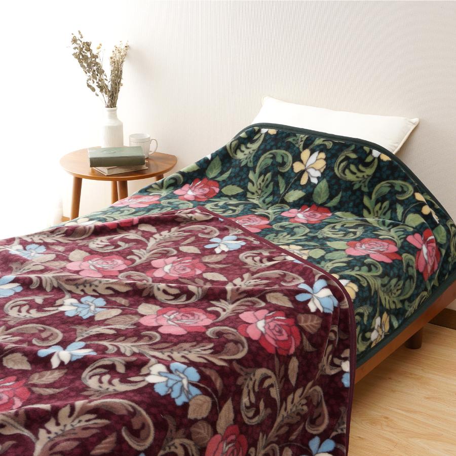 <Dear Japan/ディアジャパン>ニューカラーばら アクリルニューマイヤー毛布 グリーン