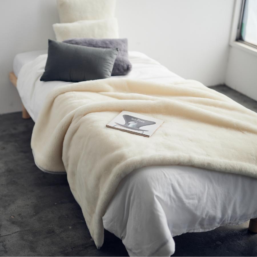 <LOOM&SPOOL>SERENE-5 ウールニューマイヤー毛布 ハーフ アイボリー