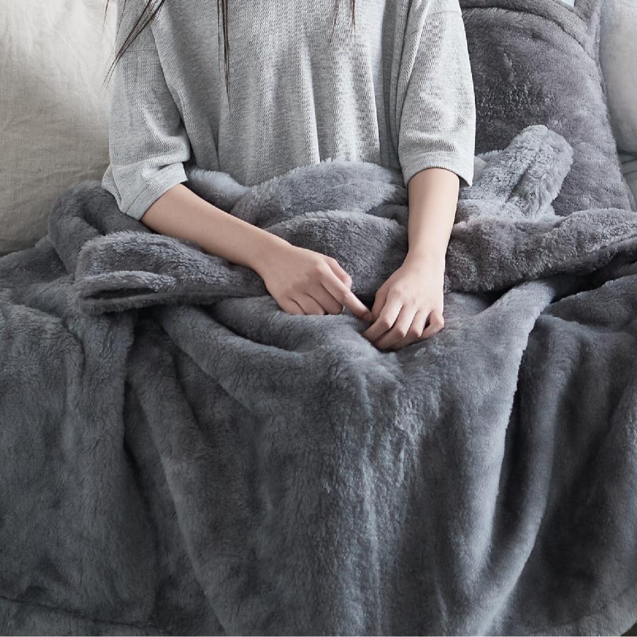<LOOM&SPOOL>SERENE-5 ウールニューマイヤー毛布 ハーフ グレー