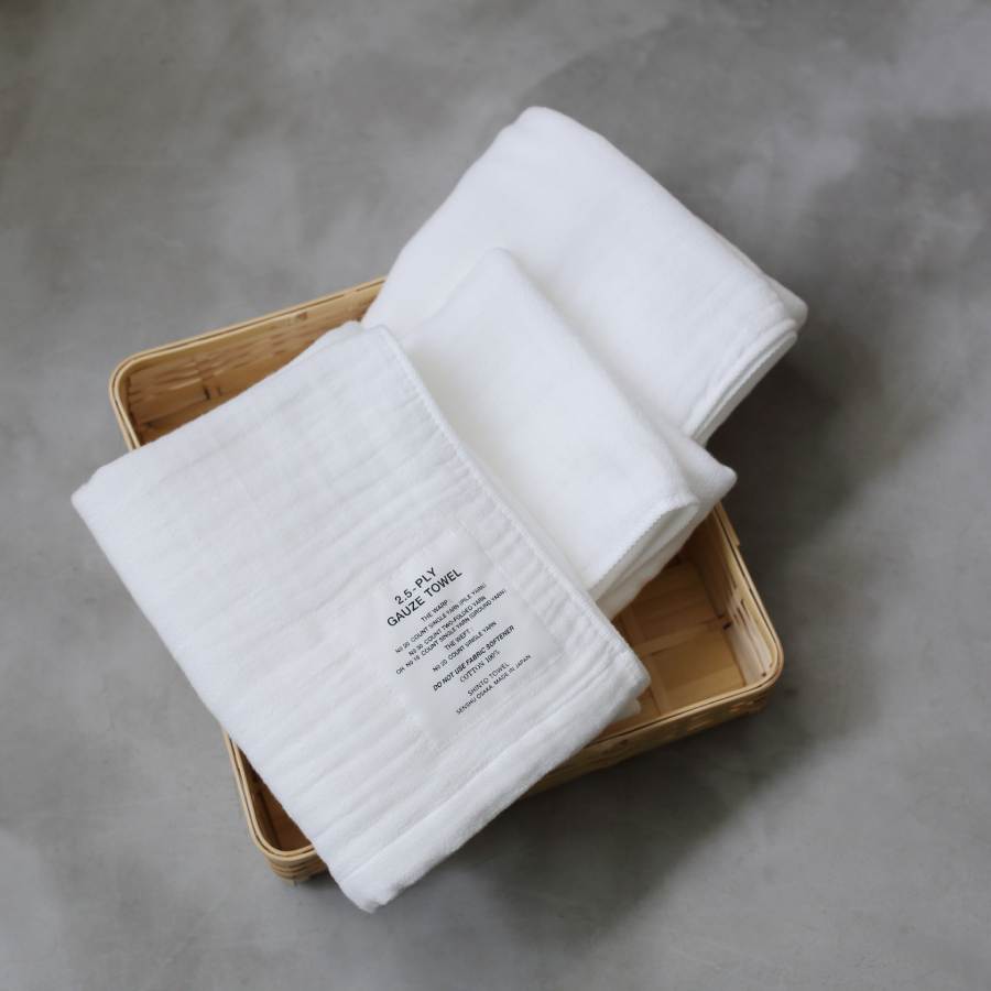 ＜SHINTO TOWEL＞2.5-PLY GAUZE　バスタオル/M・ハンドタオル　各2枚セット  White MST0018