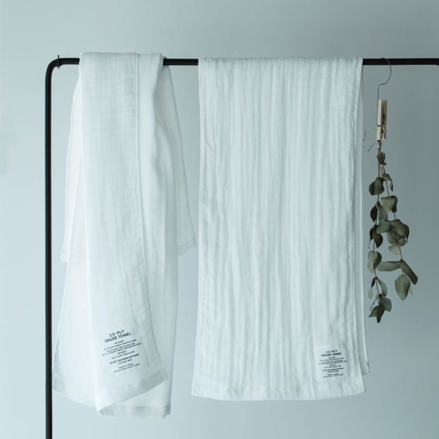 ＜SHINTO TOWEL＞2.5-PLY GAUZE　バスタオル/M・ハンドタオル　各2枚セット  White MST0018