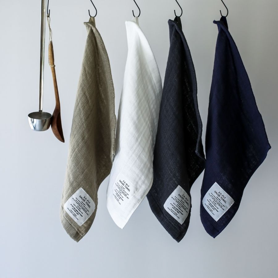 ＜SHINTO TOWEL＞2.5-PLY GAUZEハンドタオル4枚（Navy・Charcoal・Beige・ White）MST0019